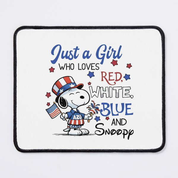 Item preview, Just a Girl Who Loves Red White Blue and Snoopy designed and sold by maegilldepus.