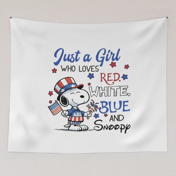 Item preview, Just a Girl Who Loves Red White Blue and Snoopy  designed and sold by maegilldepus.