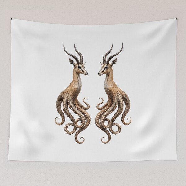 Item preview, Majestic Antelope Octopus Hybrid - Surreal Fantasy Art designed and sold by Mementoo.