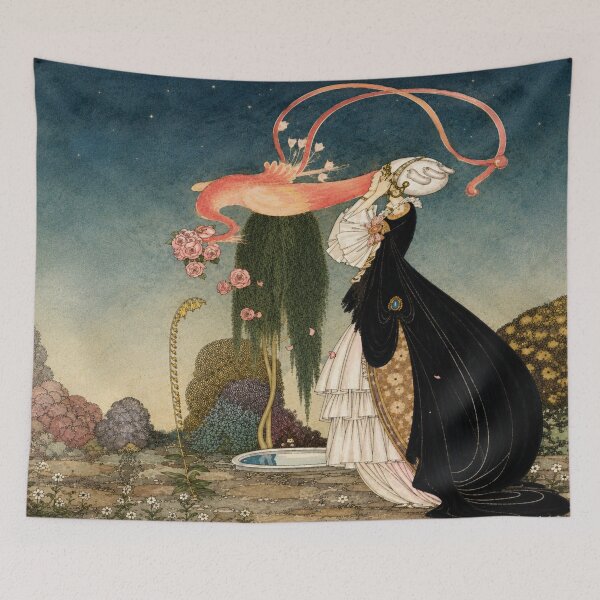 Item preview, Fairy Tale Wall Art Enchanted Bird and Elegant Lady Kay Nielsen Vintage Fantasy Illustration designed and sold by RickE.