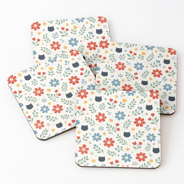 Item preview, Black Cat Garden | Scandinavian Floral Pattern designed and sold by lbl-shop.