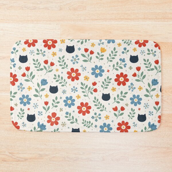 Item preview, Black Cat Garden | Scandinavian Floral Pattern designed and sold by lbl-shop.
