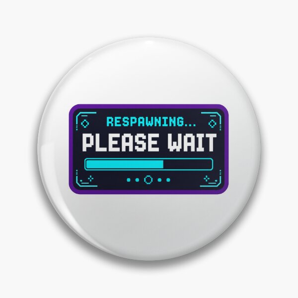 Aperçu de l'œuvre Autocollant humoristique pour gamer « Réapparition, veuillez patienter » créée et vendue par RedRubyBubble.
