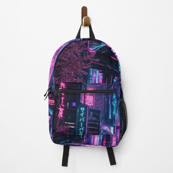 Item preview, Cyberpunk Future Tokyo Neon City Monorail Cherry Blossom Night designed and sold by vekotpu.