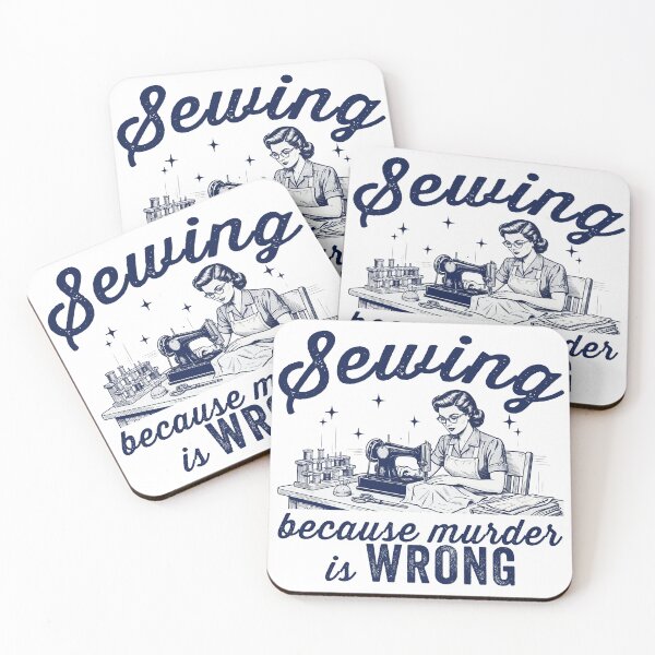 Item preview, Sewing Because Murder is Wrong - Retro Sewing Humor Design designed and sold by wingstar.