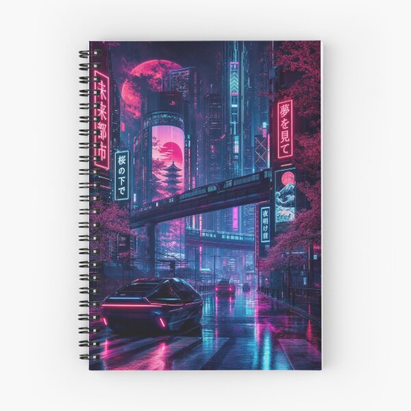 Item preview, Cyberpunk Tokyo Night Future City with Neon Cherry Blossoms designed and sold by vekotpu.