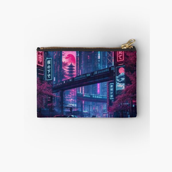 Item preview, Cyberpunk Tokyo Night Future City with Neon Cherry Blossoms designed and sold by vekotpu.