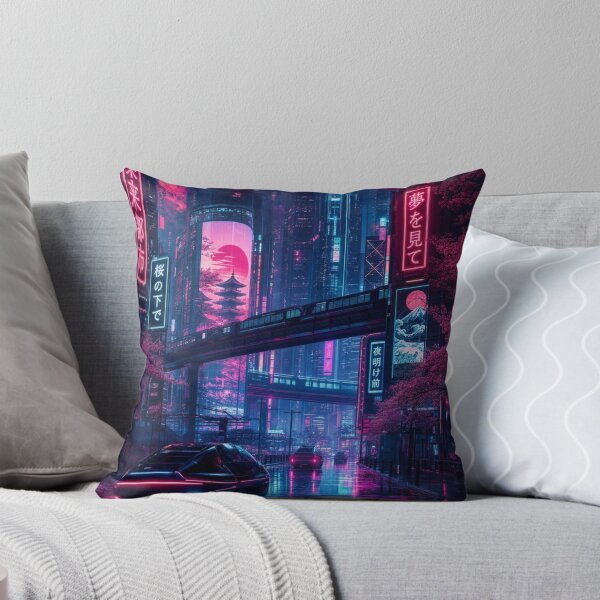 Item preview, Cyberpunk Tokyo Night Future City with Neon Cherry Blossoms designed and sold by vekotpu.