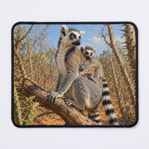 Item preview, Ring-Tailed Lemur Mother and Baby designed and sold by Pixel Junkies Studio.