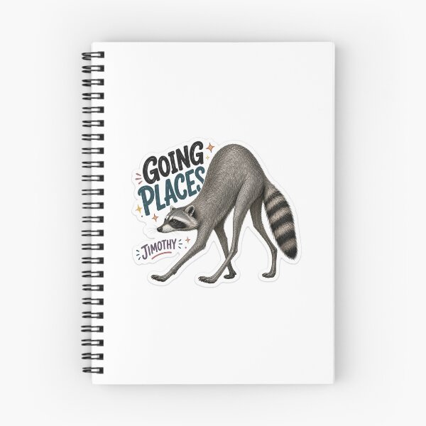 Item preview, Going Places Jimothy Raccoon Sticker designed and sold by RedRubyBubble.