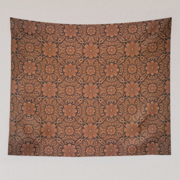 Item preview, Western Tooled Brown Leather Pattern designed and sold by CoastalEmp.