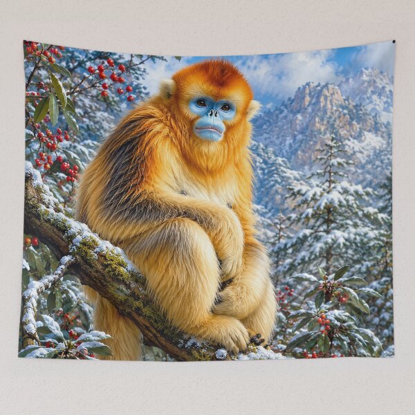 Item preview, Golden Snub-Nosed Monkey in Winter designed and sold by Pixel Junkies Studio.