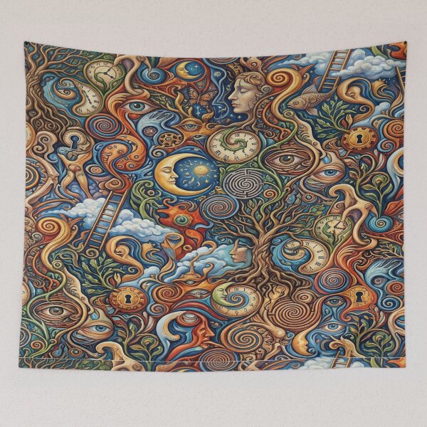 Item preview, Interlocking Dreamscape: Seamless Surrealist Canvas Tapestry designed and sold by Solomon-Ent-144.