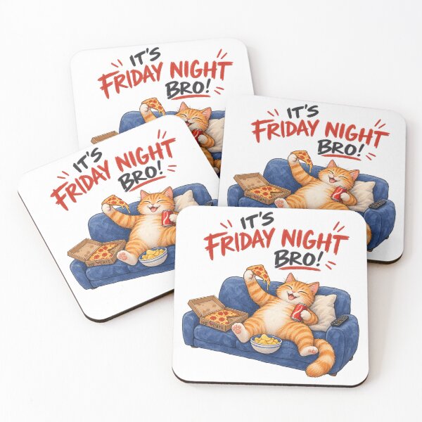 Item preview, It's Friday Night Bro! - Funny & Relaxed Pizza Cat! designed and sold by WeLoveCatss.
