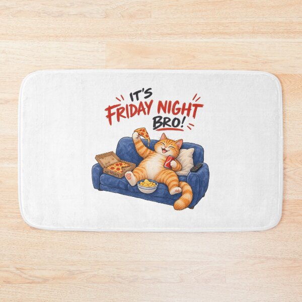 Item preview, It's Friday Night Bro! - Funny & Relaxed Pizza Cat! designed and sold by WeLoveCatss.