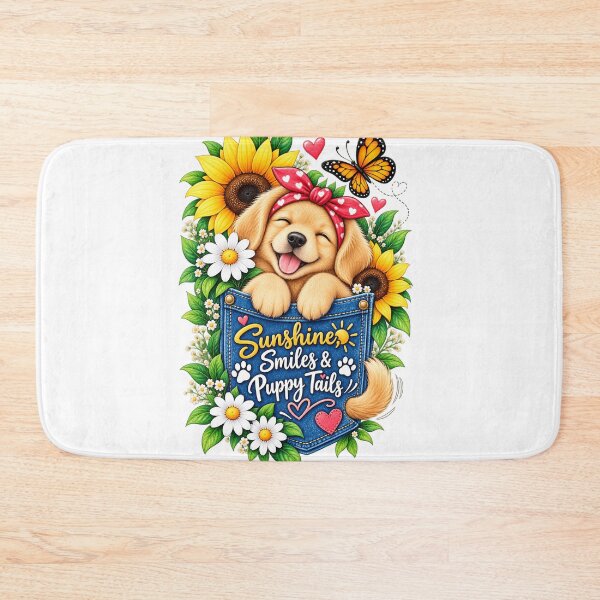 Item preview, Sunshine Smiles & Puppy Tails – Cute Dog Floral designed and sold by ✨ Daily Vibe Studio ✨.