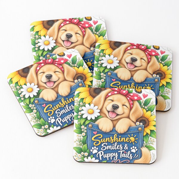 Item preview, Sunshine Smiles & Puppy Tails – Cute Dog Floral designed and sold by ✨ Daily Vibe Studio ✨.