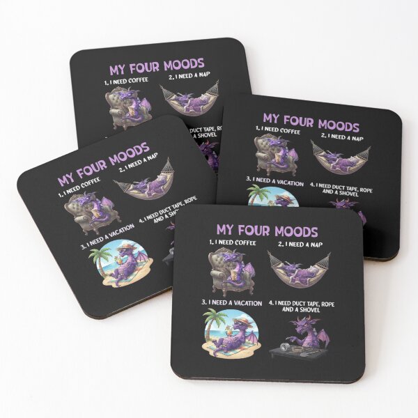 Item preview, My Four Moods Funny Purple Dragon Coffee Nap Vacation Humor designed and sold by Ostericaimusa.