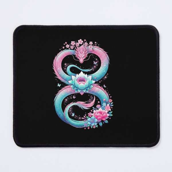 Item preview, Pink and Blue Floral Dragon with Lotus Fantasy Design designed and sold by Ostericaimusa.
