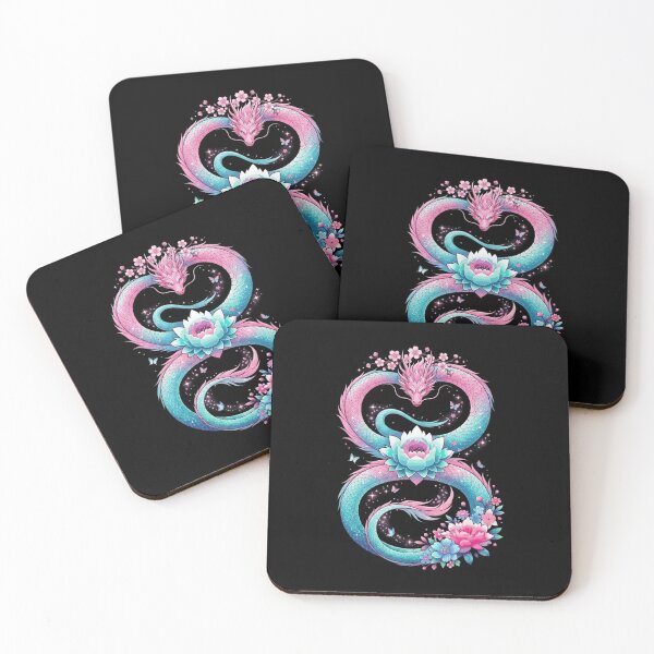 Item preview, Pink and Blue Floral Dragon with Lotus Fantasy Design designed and sold by Ostericaimusa.
