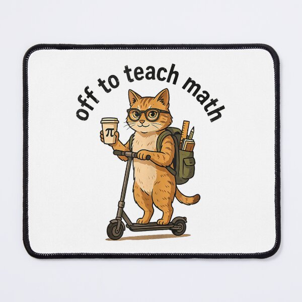 Item preview, Off To Teach Math Cat Riding Scooter Back To School Teacher designed and sold by abig-eiyana.