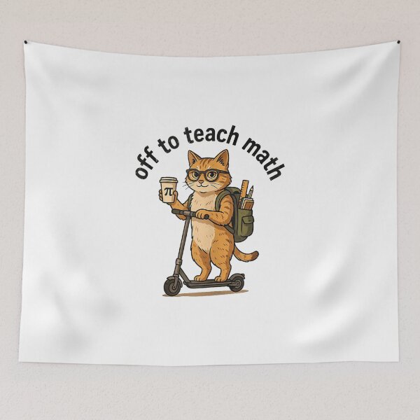 Item preview, Off To Teach Math Cat Riding Scooter Back To School Teacher designed and sold by abig-eiyana.