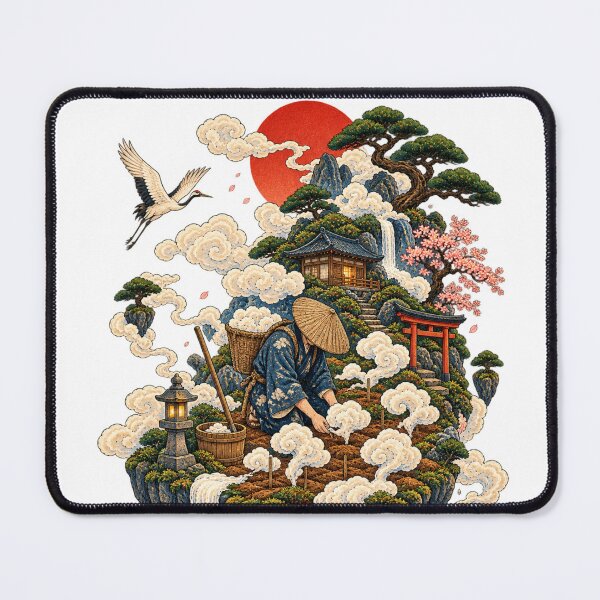 Item preview, The Master Who Grows Clouds | Japanese Ukiyo-e Fantasy Art | Floating Garden & Mountain Design designed and sold by Substance_life.