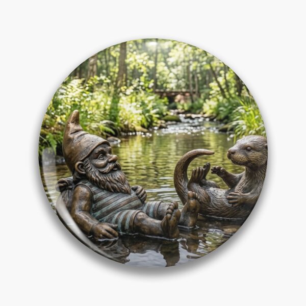 Item preview, Wroclaw Gnome With Otter – Bronze Garden Gnome Folk Art designed and sold by Purrfecta.