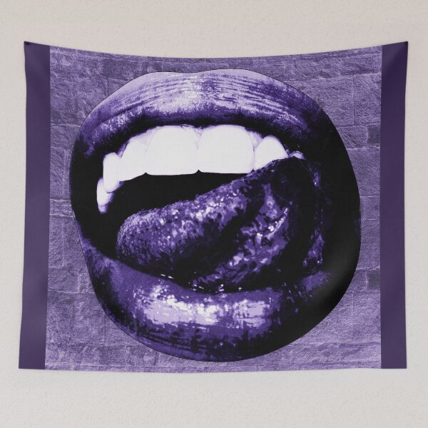 Item preview, Glossy Violet Lips Tongue Out Goth Glam designed and sold by Ghoul Enterprises.