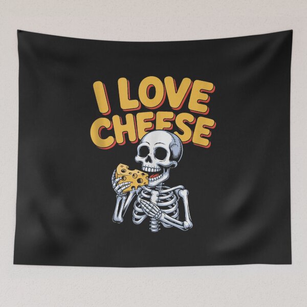 Item preview, I Love Cheese Skeleton Eating Cheese Halloween Foodie designed and sold by abig-eiyana.
