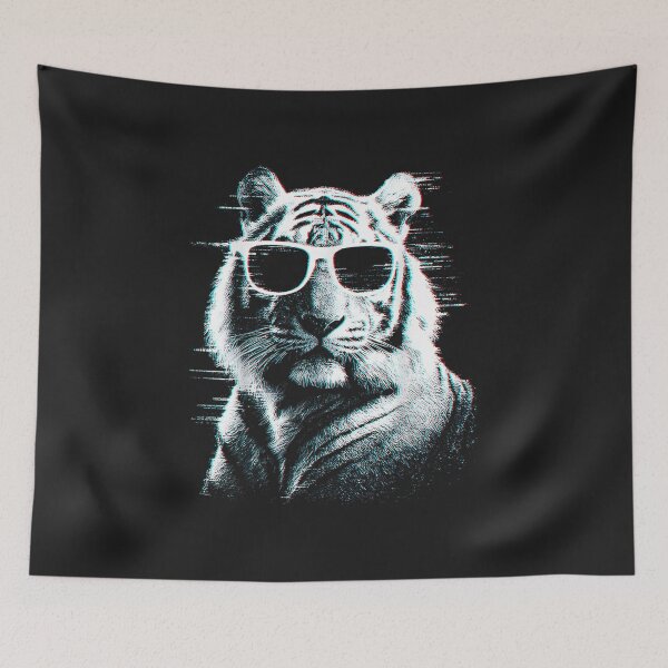 Item preview, Cool Tiger Sunglasses Glitch Effect Cyberpunk Animal Art designed and sold by abig-eiyana.