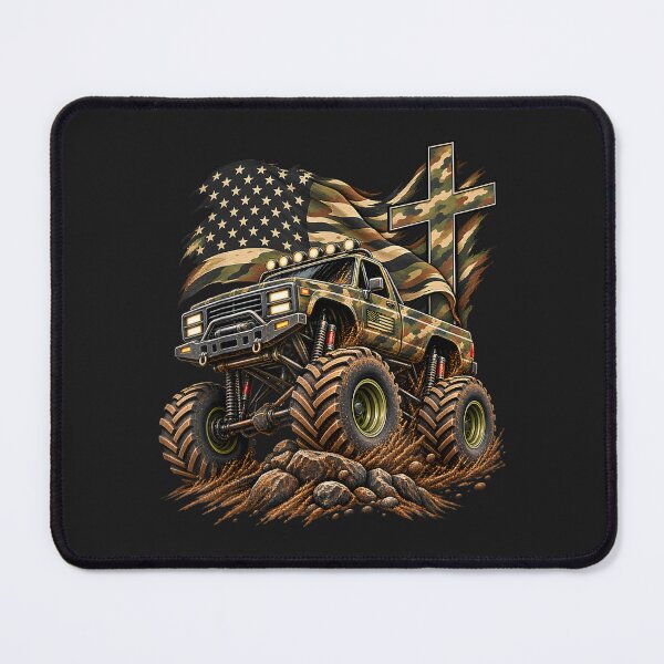 Item preview, Patriotic Monster Truck Camo American Flag Christian Cross designed and sold by abig-eiyana.