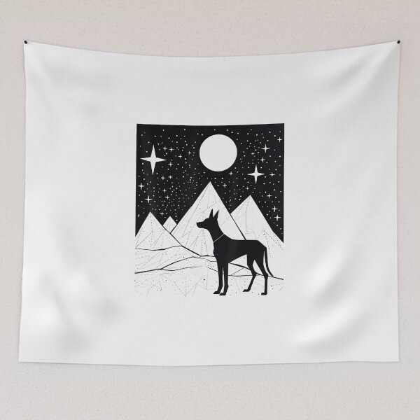 Item preview, Celestial Dog Geometric Mountain Night Sky Dog Lover Art designed and sold by abig-eiyana.