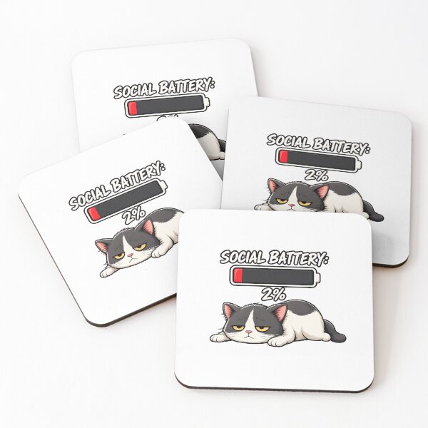 Item preview, Social Battery 2% Sleepy Cat – Funny Introvert Low Energy Design designed and sold by sayamdas.