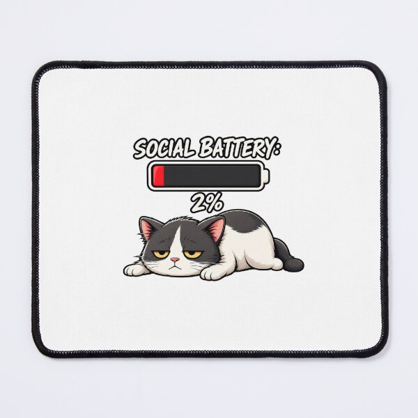 Item preview, Social Battery 2% Sleepy Cat – Funny Introvert Low Energy Design designed and sold by sayamdas.