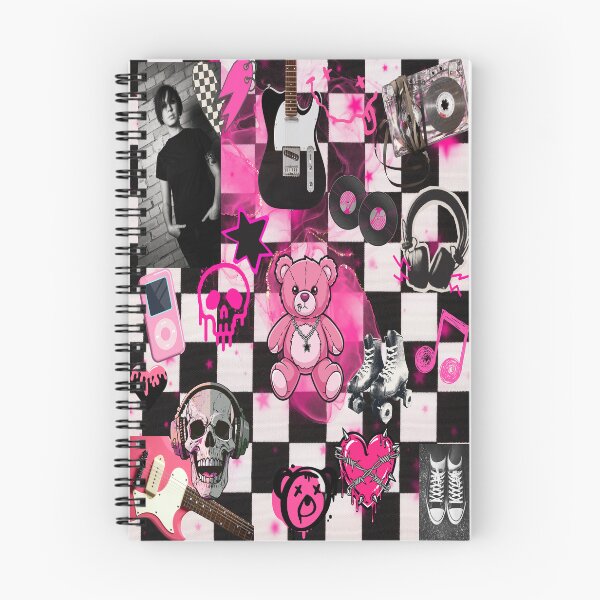Item preview, Hot Pink Mall Goth Aesthetic Y2K Scenecore Checkered Collage designed and sold by Side By Side Studio.