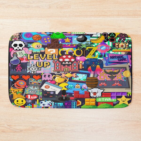 Item preview, Retro Gaming Stickerbomb Pixel Art Arcade Collage designed and sold by Side By Side Studio.