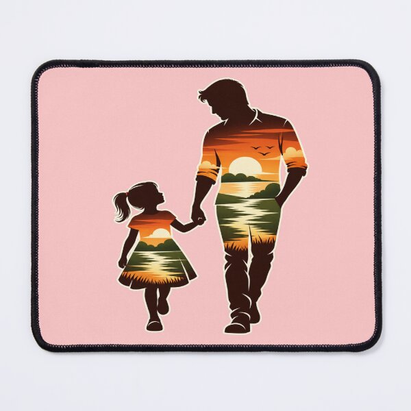 Item preview, Father Daughter Sunset Silhouette - Holding Hands Walking Together Nature Landscape Design designed and sold by Akseries.