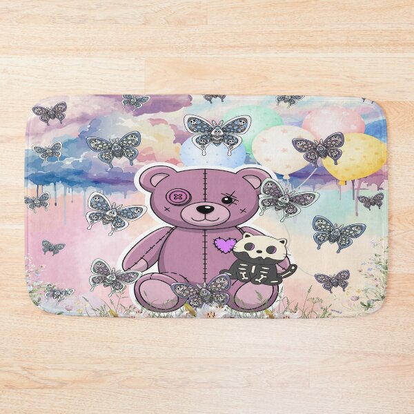Item preview, Pastel Goth Teddy Bear & Skeleton Kitten Art designed and sold by Side By Side Studio.