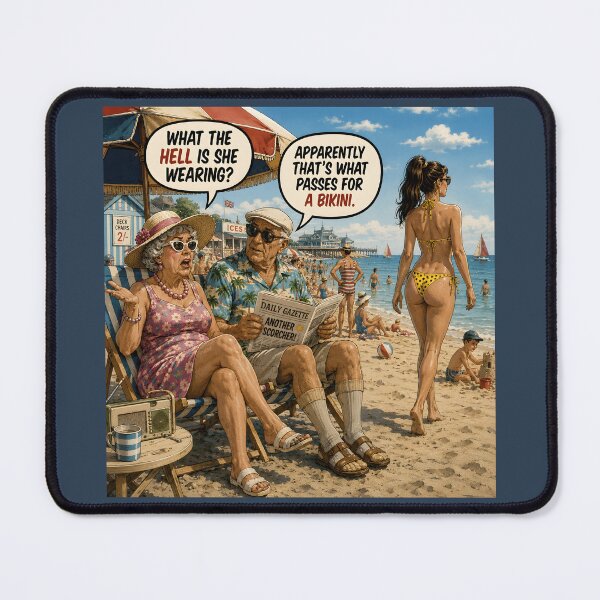 Item preview, Yellow Polka Dot Bikini Funny British Seaside Humour designed and sold by Hornace88studio.