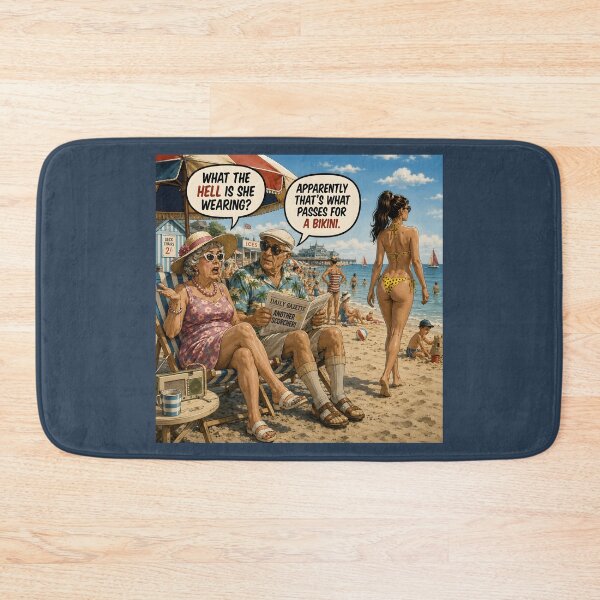 Item preview, Yellow Polka Dot Bikini Funny British Seaside Humour designed and sold by Hornace88studio.