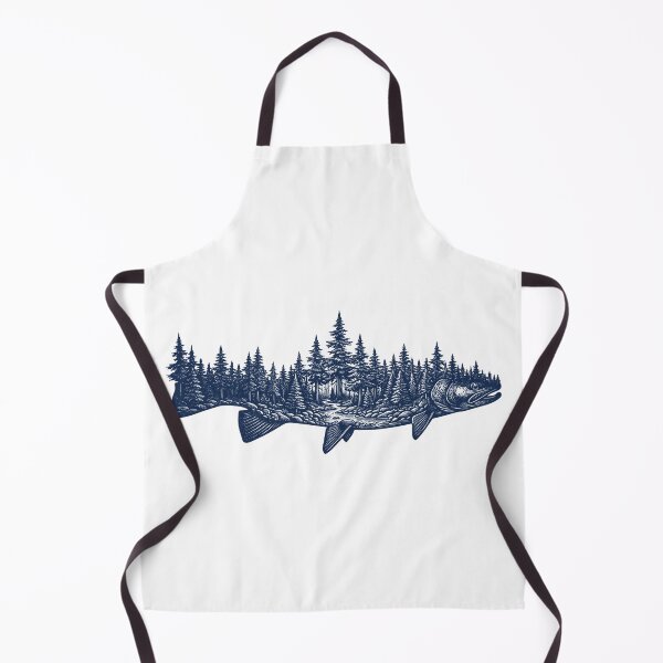Item preview, Majestic Pine Forest Trout Silhouette Line Art designed and sold by Shopeon Designs.