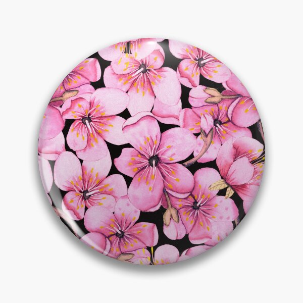 Artikelvorschau, Pastellrosa Märchenblumenmuster auf schwarzem Grund entworfen und verkauft von DEC02.