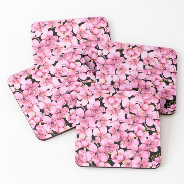 Item preview, Estampado de flores de cuento de hadas en rosa pastel sobre fondo negro. designed and sold by DEC02.