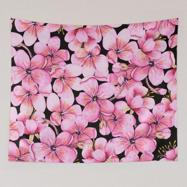 Item preview, Pastel Pink Fairy Tale Flowers Pattern On Black designed and sold by DEC02.