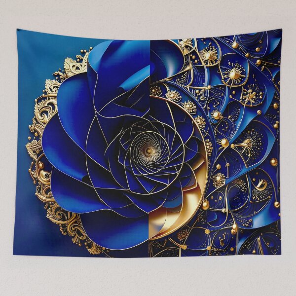 Item preview, Intricate Duality of Royal Navy Velvet and Gold Filigree designed and sold by Vicky Brago-Mitchell®.