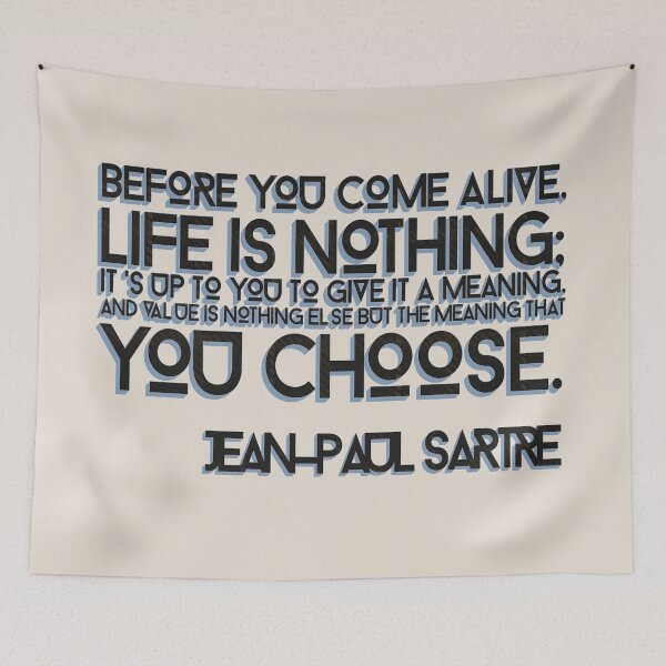 Artikelvorschau, Jean Paul Sartre Zitat (Schablone) entworfen und verkauft von Cathedral of Curiosity.