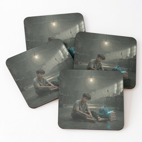 Item preview, Lonely Boy With Books and Glowing Backpack designed and sold by EverettMarloUS.