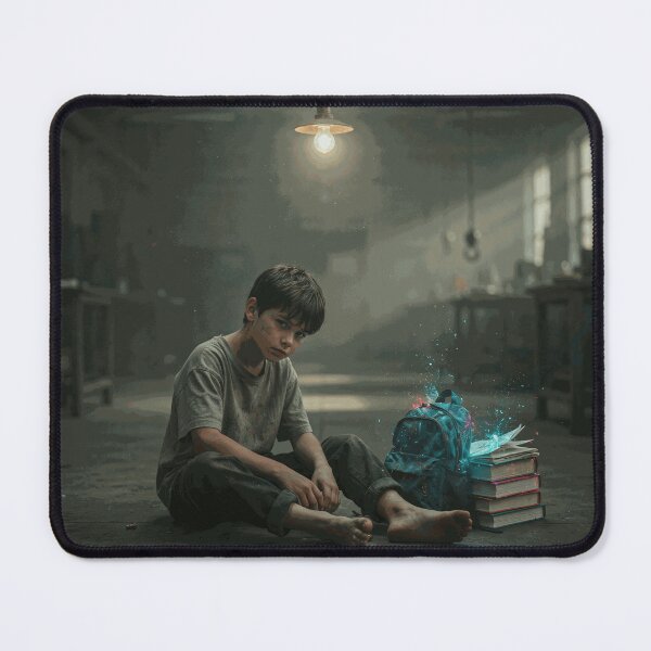 Item preview, Lonely Boy With Books and Glowing Backpack designed and sold by EverettMarloUS.