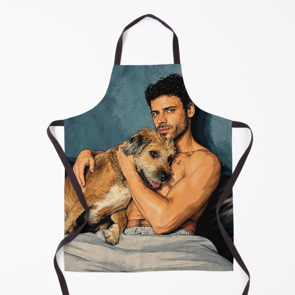 Item preview, François Arnaud from Heated Rivalry with an adorable dog (fan art) designed and sold by PopCultureAndStuff.